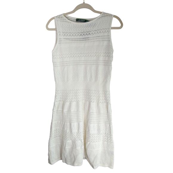 Lauren Ralph Lauren Dresses & Skirts - Lauren Ralph Lauren Dress Womens‎ Petite M Cream Crochet Sleeveless Stretch New
